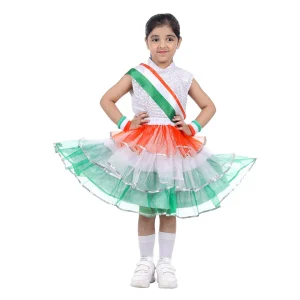 Tricolor Skirt Top Set For Girls Kids Fancy Dress Costume - Attire Villa