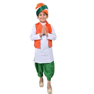 Tricolor Dress For Republic Day/ Independence Day – Tricolour Costume Kurta Jacket Set for Kids - Attire Villa