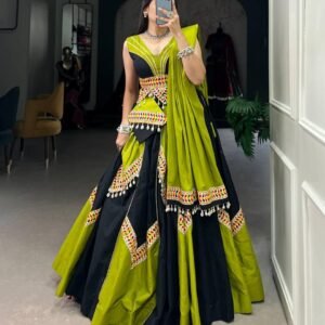 Gamthi and Cowrie Lace Cotton Lehenga - Attirevilla